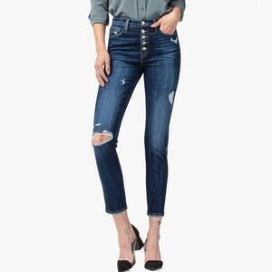 Flying Monkey Women's Love Game High Rise Skinny Distressed Jeans Size 31 Y3475